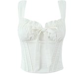 - Women's Ruffled Bowknot Fishbone Camisole, Summer Sleeveless Tops with ck , Crop Top for Girls