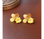 Pendientes con pasador de flor amarilla, púrpura, verde y azul para mujer, moda coreana, diamantes de imitación acrílicos, joyería para fiesta de cristal, regalo para niñas