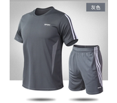 Conjunto deportivo de verano con tres rayas, pantalones cortos de manga corta, holgados para correr, secado rápido y transpirabl