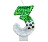 Football Children's Birthday Candles Number 0-9 Green Sparkles Birthday Creative Soccer Candle for Boy Party Cake Top Decoration
