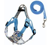 Floral Dog Harness Leash Set Reflective Adjustable Cat Chest Strap Breathable No Pull Pet Harness Vest French Bulldog