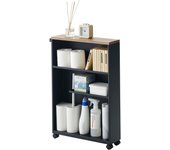 Bathroom Cart with Handle-Storage Shelf Organizer Rack Home Rolling Slim-Carrito de baño con asa, Estante Organizador de Almacenamiento, Acero aleado, Negro, Talla única