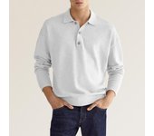 Chaqueta casual polo abotonada con cuello en V de manga larga para hombre de otoño e invierno