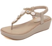 New Summer Women's Sandals Rhinestone Buckle Wedge Large Size Flip Flops Sandals