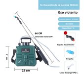 famgem Pulverizador Eléctrico De Hombro Con Batería De Litio 2000mAh Herramienta De Jardín Con Cubo Carga USB Para Control De Plagas
