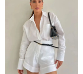 Conjuntos de pantalones cortos de verano para mujer, blusas de manga larga con pantalones cortos, conjunto de 2 piezas, camisas ligeras, chándal, trajes sueltos informales