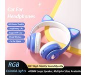 Cute Cat's Ears Headphones RGB Light Smile Face Headsets With Mic HIFI Stereo Noise Cancelling New Little Girl Earphones Gift