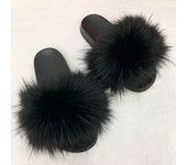 Hot Summer Women faux Fox Slippers Slides Female Indoor Flip ps Casual Raccoon Furls Furry Fluffy Plush Shoes