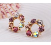Set de Joyería de Diamante de Color Vintage Pendientes de Parche de Corte Redondo