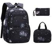 School Backpacks for Primary School Boys Set of 3 Nylon Backpack for Teenagers Lunch Bag Pencil Case