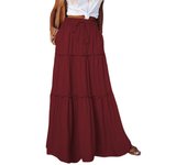 90s Vintage Ruffle Pleated Skirts Maxi Shirt Vintage Pleated Holiday A-Line Boho High Waist Long Skirts Layered Panel Maxi Skirt
