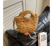 New Summer Weaving Beach Bag Solid Color Knitting Crochet Shoulder Bag Vacation Korean Style Women's Handbags Ladies/Girls