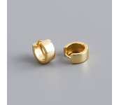 High-Grade Wide Surfaces925Sterling Silver Earrings Gold Polished Circle Shape Personality Ear Clips for Women