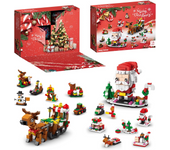 Calendario de Adviento 2024, kit de bloques de construcción de Navidad, árbol de Navidad, Papá Noel,cuenta atrás de 12 días