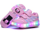Zapatillas de deporte para niños, zapatos de doble rueda, zapatos con luz Led, USB