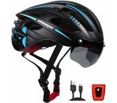 Luz LED – Casco MTB Carretera y Montaña, Ajustable, Visera Desmontable, Material EPS, Certificado CE y TÜV, Alta Protección y Ventilación (Modelo KL-049)