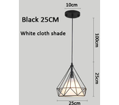 Lámpara colgante Vintage de tela de hierro, pantalla negra para restaurante/casa de té, cadena de hierro para interiores,