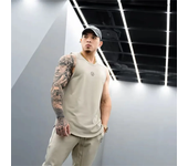 Men's Brand Gym Stringer Tank Top Men Bodybuilding Vest Cotton Sleeveless Shirt Fitness Vest Singlet Sportwear Workout Tanktop