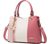 Pomelo Best Bolsos de Mujer, Bolso Señora Tote Multicolor Rayas PU Cuero Con Flecos Bolso Hombro Bolso Shopper