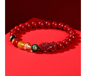 JD Natural Cinnabar Real Bead Bracelets Women Men Change Lucky Wealth Protection Hand String Pixiu Carved Vintage Bangles Gift