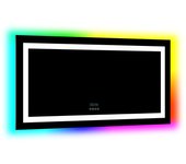 Unho-Espejo de Baño Led con Bluetooth, Rectangular, con Luz RGB Multicolor Regulable, Antivaho, con Pantalla Digital