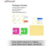 SOONSUN 4pcs and LCD Screen Protective Protector Film + Camera Lens Cap for Hero 6 5 Black Go Pro 7 Sier/White