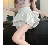 White Puff Skirt For Women 2025 Summer New Style Balance Mini Dress A- line Tightening Cake Skirt Pleats