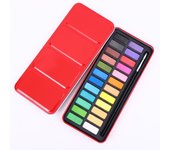 Multicolor Watercolor Paint Set Metal Box Portable Solid Pigment Set Professional Art Supplies Kids