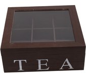 Wooden 9 Grids Tea Box Tea Bags Container Storage Box Square Gift Box Case Transparent Top Lid Jewelry Storage Box-Red Wine