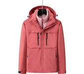 CHRLCK Women's 3 In 1 Thick Hiking Jacket Fleece Waterproof Splicing Windbreaker Outdoor Warm Camping Jacket Windproof Coat