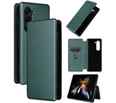 Carbon Fiber For Samsung Galaxy Z Fold 5 Case Flip Book Stand Card Protection Wallet Leather Cover