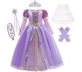 Kids Rapunzel Cosplay Princess Purple Long Dress Girl Tangled Halloween Birthday Party Vestido Kids Birthday Christmas 2-10T
