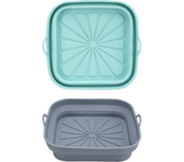 2 Pieces Accessories Oil Mold Silicone Reusable Air Fryer Tray Containers Square Basket Utensils for Air Fryer, Microwave, Oven