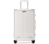 Aluminum Frame Travel Suitcase Trolley Case Universal Wheel Multifunctional Front Open Lid Rolling Luggage Folding Cup Holder