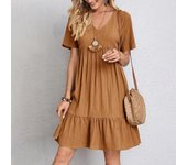 Verano Vestidos de Mujer Suelta Casual Manga Corta Túnica Cintura Fluye Vestidos