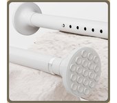 Barra de cortina sin agujeros, 3 m, telescópica, barra de cortina de ducha, barra telescópica para baño, dormitorio (blanco, 300 cm-355 cm, diámetro de 32 mm)