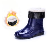 Zapatos de lluvia de otoño e invierno para hombre, antideslizantes e impermeables, botas de trabajo cálidas y seguras de terciop