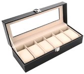 WellZone Watch Organizer Men With 4 Grids Double-Deck Jewelry Case Box Display Best Holiday Gift For Girl Friend