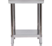 Mesa de trabajo de cocina de acero inoxidable, estantería de almacenamiento con cantos, altura ajustable, para bar, restaurante