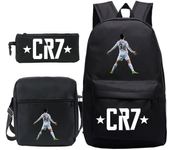 Mochila ligera de estilo sencillo para hombre y mujer, morral escolar con capacidad para ordenador portátil, 3 piezas, CR7