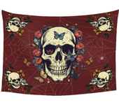 Skeleton Wall Tapestry, Wall Tapestry with Butterflies Roses, Aesthetic Tapestry with Spider Web, Red 60x90in Tapestry Wall Hanging