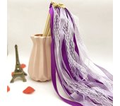 10/20/50Pcs Wedding Ribbon Wands Stick With Bell Lace Ribbon Twirling Streamers Fairy Stick Birthday Party Wedding Decoration