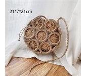 Round Straw Beach Bag Vintage Handmade Woven Shoulder Bag Raffia Circle Rattan Bags Bohemian Summer Vacation Casual Bags
