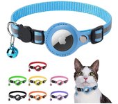 Collar de Gato para Airtag Reflectante Apple Air Tag Collar Ajustable Nailon con Campana y Cierre de Seguridad para Gatitos，Morado