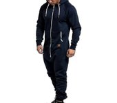 Men Onesie All In One Hoodie Zip Jumpsuit Winter Casual Hooded Romper Playsuit