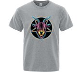 Men's goat head five color creative round neck summer cotton T-shirt, breathable cartoon loose street clothing