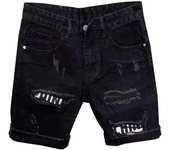 Men's Summer Ripped Shorts, Straight with Buttons and Zipper Pockets, Knee-length Jeans Shorts