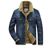 Winter men's jacket motorcycle casual men's cotton jacket with thick lining denim jacket
