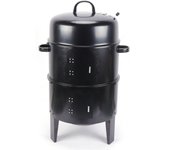 Horno para ahumar, barbacoa de carbón vegetal 3 en 1, horno ahumador con 2 parrillas, termómetro y amortiguador ajustable