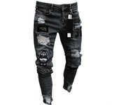 Tattered pipe pants embroidered with men's jeans